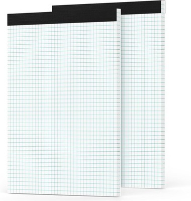 Graph Paper Pad 8.5 x 11, 2 Pack, 4x4 Ruled, x 11.75 Inch, White 