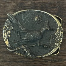 Vintage Belt Buckle Roadrunner Brass The Great American Buckle Co 80s Southwest