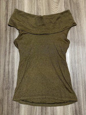 Michael Stars Women s Brown Shimmer Off-Shoulder/Cowl Neck Sleeveless Top OS