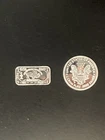 2 Grams Silver Bullion Bar and Round- .999 Pure USA Buffalo and Liberty