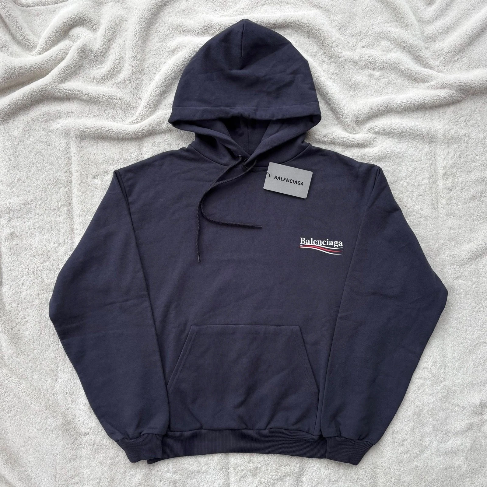 Balenciaga — Balenciaga Navy Blue Political Campaign Hoodie - XS - $1150 - New - Authentic