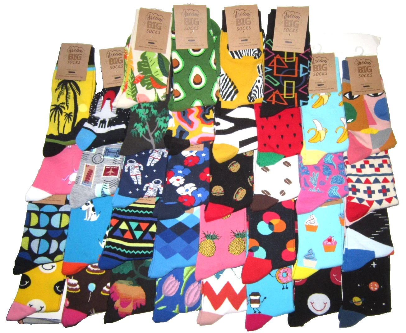 36 Pair Wholesale Lot Men's Size Medium Novelty Fun Socks Fits Men's Shoe 4-10