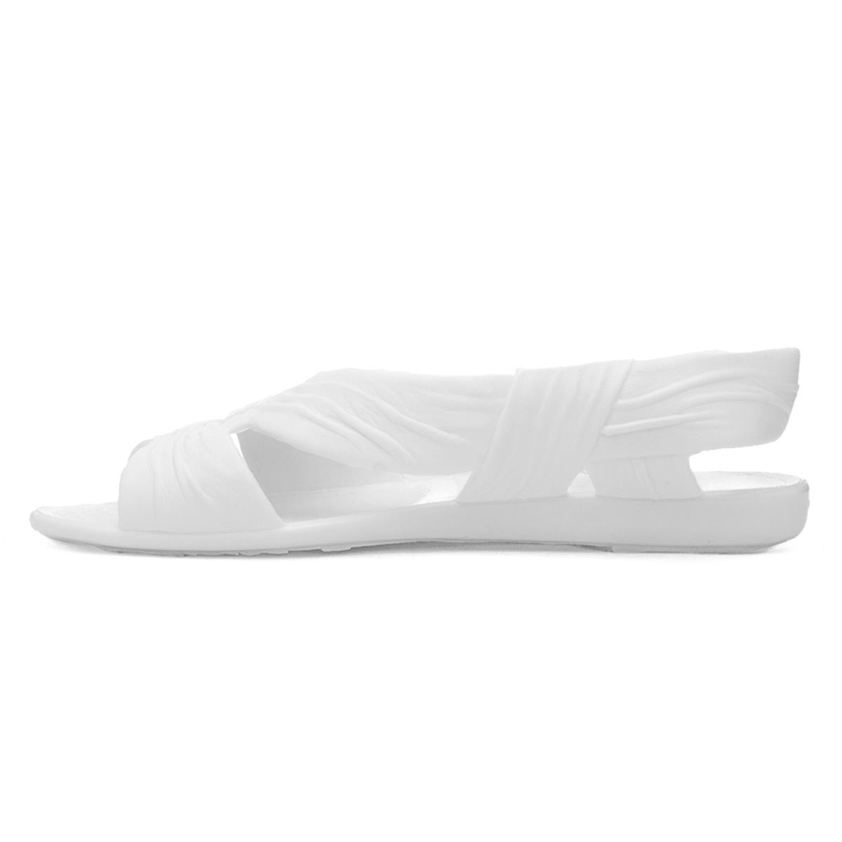 JuJu Womens Sandals White Flat Jelly Ruched Cut Out Flexible