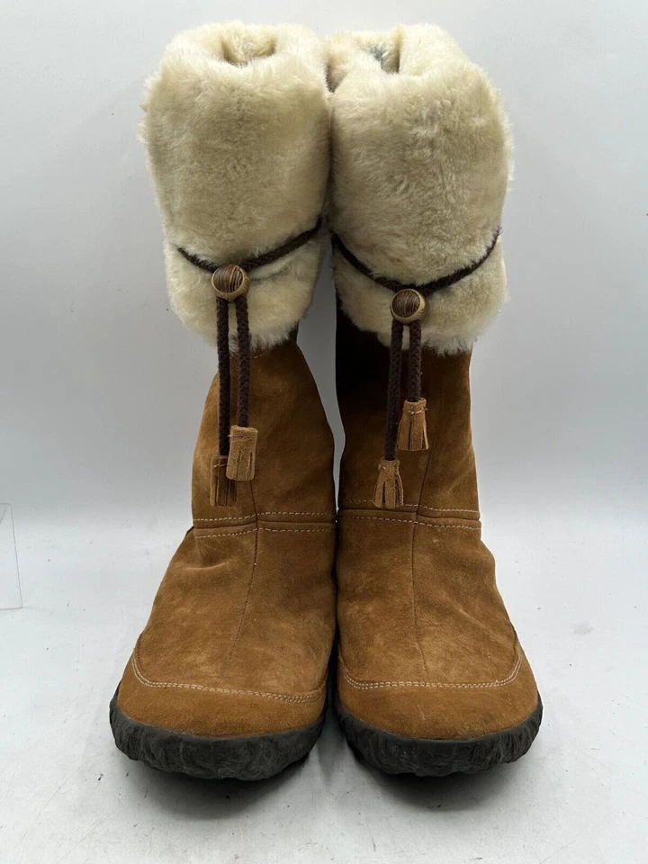 Cushe Cabin Fever Espresso Boot Women's Sz 11 Brown Tan Suede Pull-On Faux Fur - Image 2 of 4