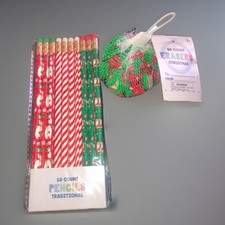 Christmas Pencils Erasers Set New Stocking Stuffers Teachers Classroom Prizes