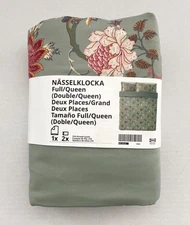 Ikea NASSELKLOCKA Full/Queen Duvet Cover with 2 Queen Pillow Shams Floral Green