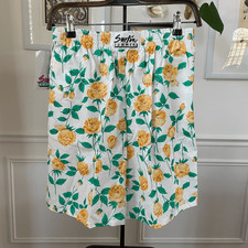 NWT NOS Vintage 80s Surfin Summer Yellow Rose Shorts M L