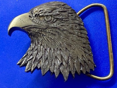Patriotic American Bald Eagle Head Figural Cutout Vintage 1989 C+J Belt Buckle