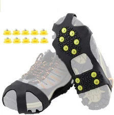 Ice Cleats Snow Grips, Non-Slip Traction Crampons 10 Steel Studs with Extra 2...