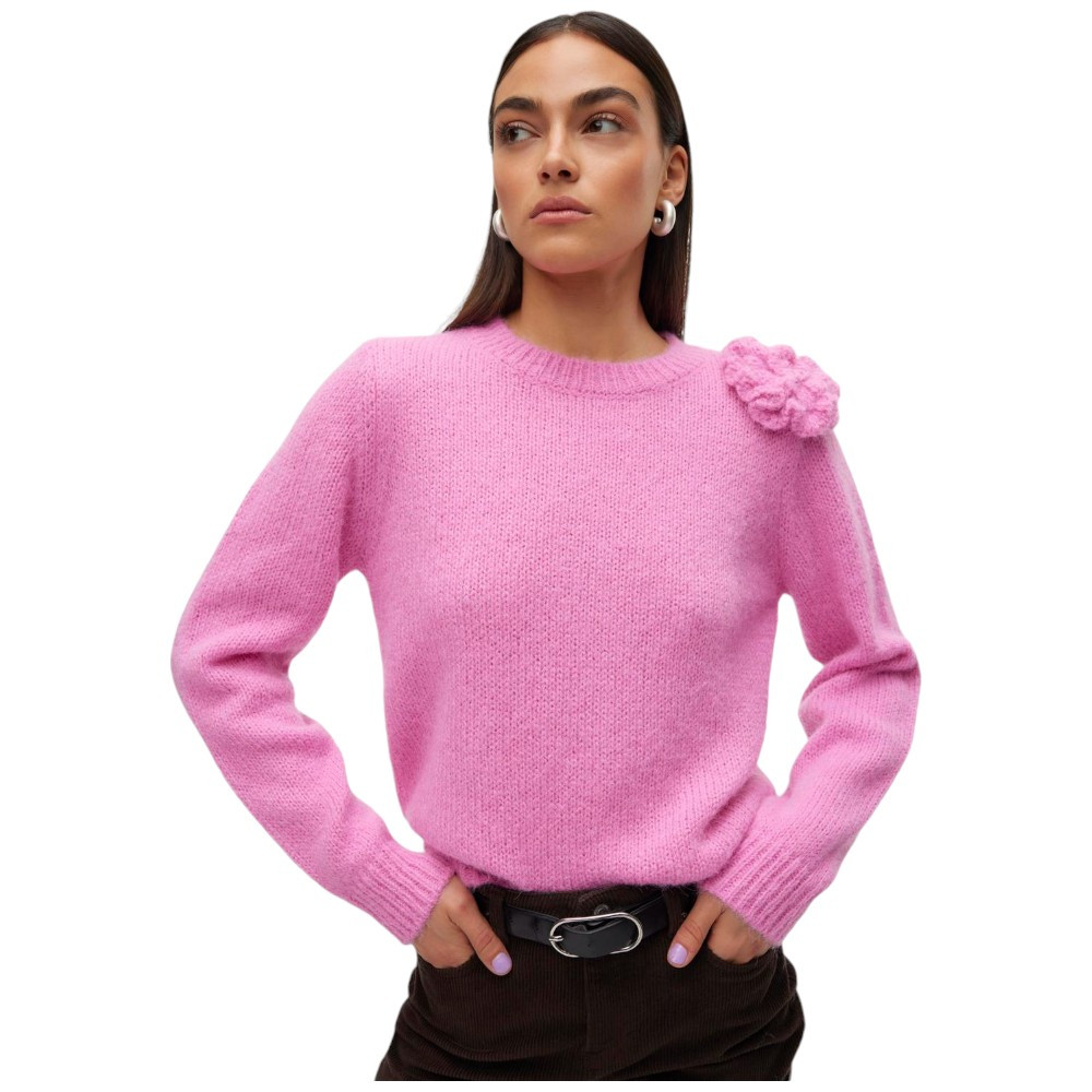 Пуловер от Vero Moda rosa, maglione con dettaglio fiore Adia 10314235
