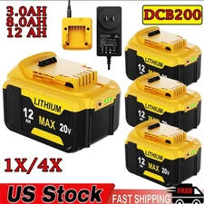 For DeWalt 20V 20Volt Max 3-12AH Lithium Ion Battery / Charger DCB206 DCB200-2