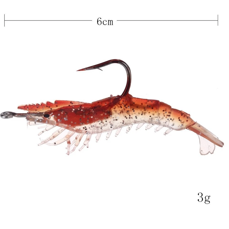 3Pcs 6cm/3g Artificiel Leurre de Peche Bionique Crevettes Souple Appat Atti4705 - Photo 3/4