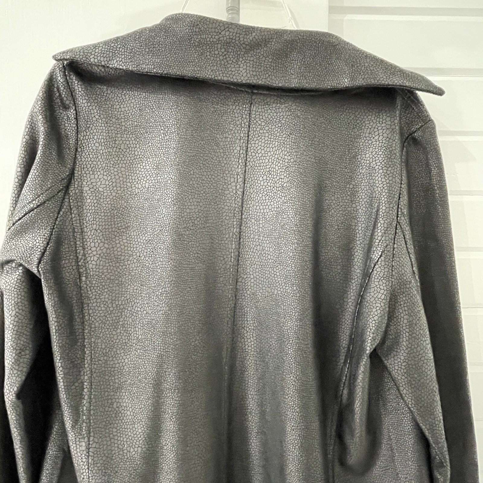 Oolala Cascading Ruffle Front Vegan Leather Duste… - image 5