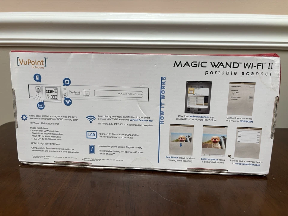 VuPoint Solutions Magic Wand Wi Fi II Portable Scanner 1.5" LCD - 1200 DPI max - Image 2 of 2