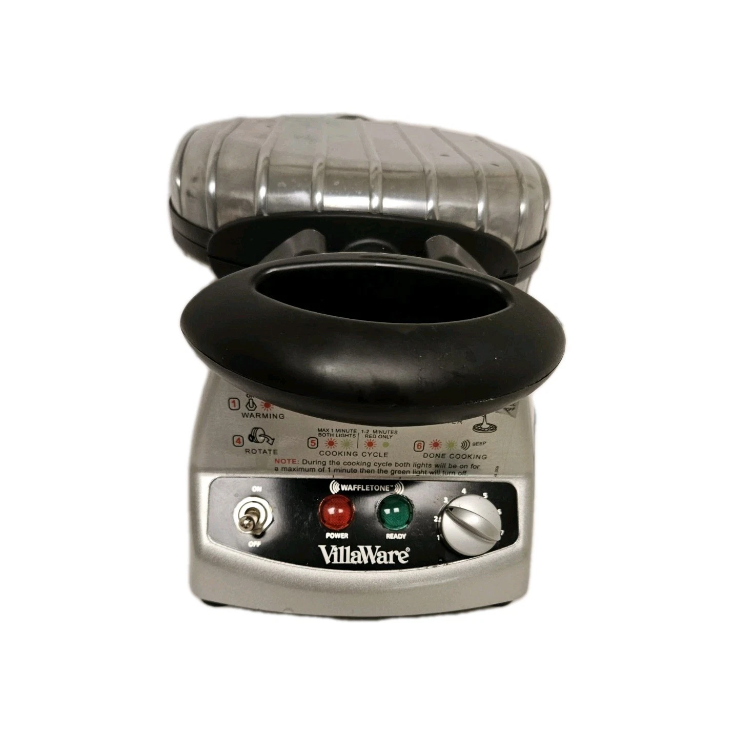 VillaWare UNO 2009 Gravity Rotating Belgian Waffler Waffle Maker Petite Flowers.