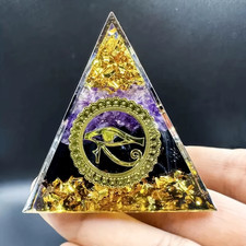 Orgone Amethyst Pyramid Eye of Horus Egypt Crystal Energy Pyramid Art Gift