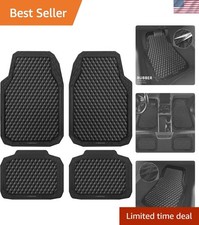 All-weather Black Rubber Automotive Floor Mats - 4-piece Set For Suvs And Trucks