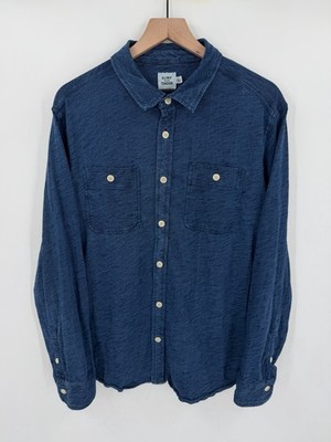Flint and Tinder Huckberry Shirt Mens Large Blue Garment Dye Slub Button Down