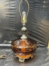 Mid Century Modern Amber Optic Glass Table Lamp 800