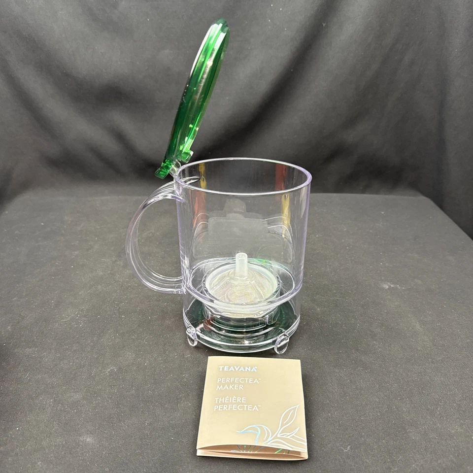 Teavana PERFECTEA MAKER 2016. 16 Oz Oval Tea Infuser Green Lid Coaster! - Image 4 of 4