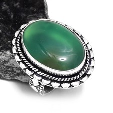 Green Aventurine Ethnic Handmade Gift Ring Jewelry US Size-7 R-443