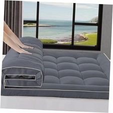 3 inch Mattress Topper Size Pillow Top - Extra Thick Padded King Gray 1100g