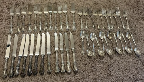 Wild Rose International Sterling Silver Flatware Set 46 Pieces use / scrap 2196g