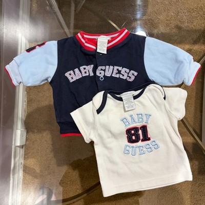 Vintage Guess Baby Varsity Jacket & Matching Top Set Letterman Bomber 90s 0/3M