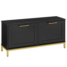 Shoe Bench with Storage, Shoe Storage Bench with 2 Flip Drawers, 39.4" Shoe C...