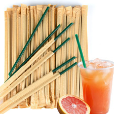 100 Pcs Individually Wrapped Straws - Green Plastic Straws Disposable Plastic