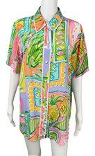 Bob Mackie Wearable Art 100 Silk Graphic Blouse Mkd Size medium