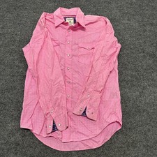 Panhandle Western Shirt Mens Size M Pink Pearl Snap Geometric Print Long Sleeve