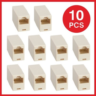 RJ45 Coupler Adapter Extender Cat5e Cat6 Female Network Patch Cable Joiner 10PCS