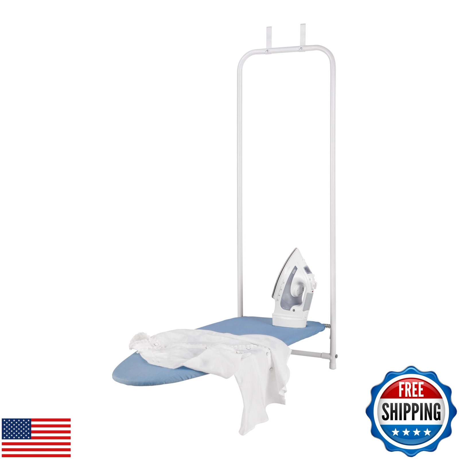 Honey-Can-Do 47 x 17 Inch White Over-the-Door Ironing Board  -image