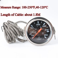 2'' 52mm Chrome Pointer Water Temp Temperature Gauge Mechanical Black Face   /  