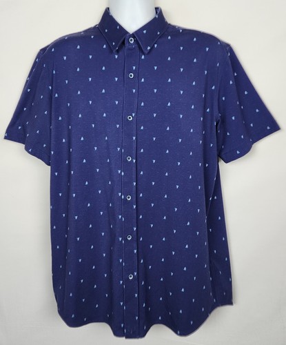 Buttercolth Icy Cotton Shirt Mens XLT Fit Short Sleeve Button Up Blue Sailboat - Picture 1 of 13