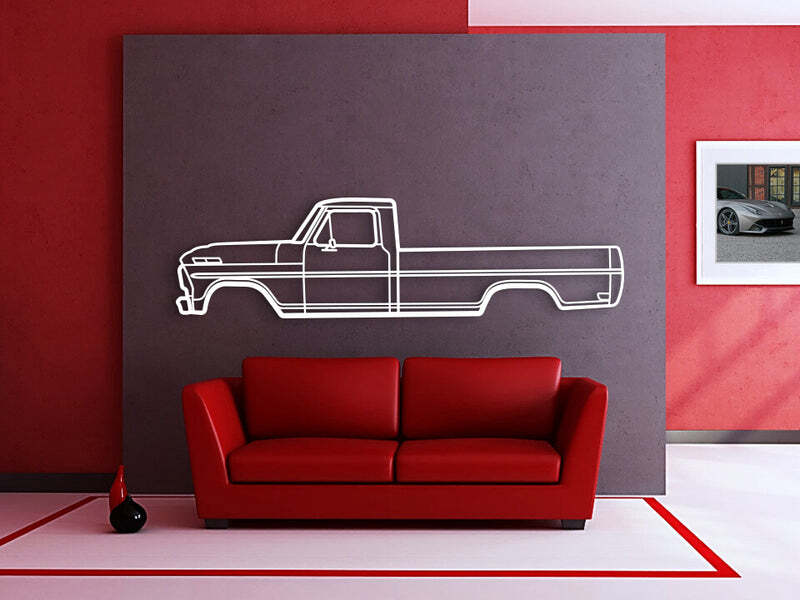 Wall Art Home Decor 3D Acrylic Metal Car Auto Poster USA Silhouette 1968 F-100