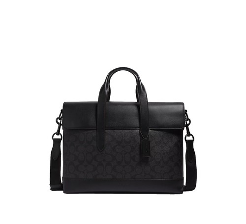 バッグ COACH 2way leather briefcase business A4 Coach Leather 2-Way Briefcase Black A4 Fits Men Women 12x15x1.5