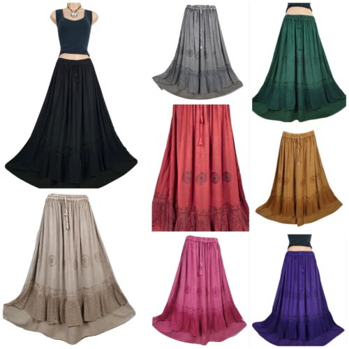 Plus Size Maxi Skirt Medieval Renaissance Embroidered One Size 14 16 18 20 22 24 - 第 1/75 張圖片