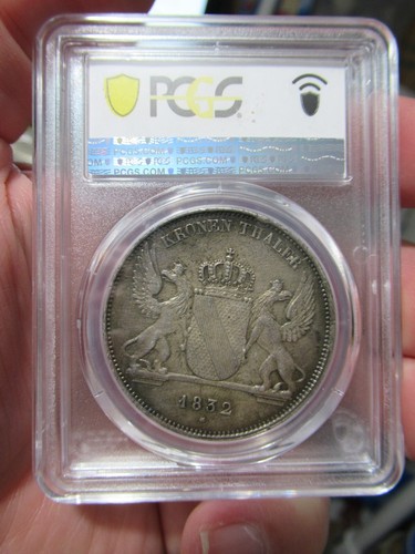 1832 RARE German States Baden Silver Coin Thaler, PCGS XF45, Star & Dot, KM195.2 - Picture 5 of 5