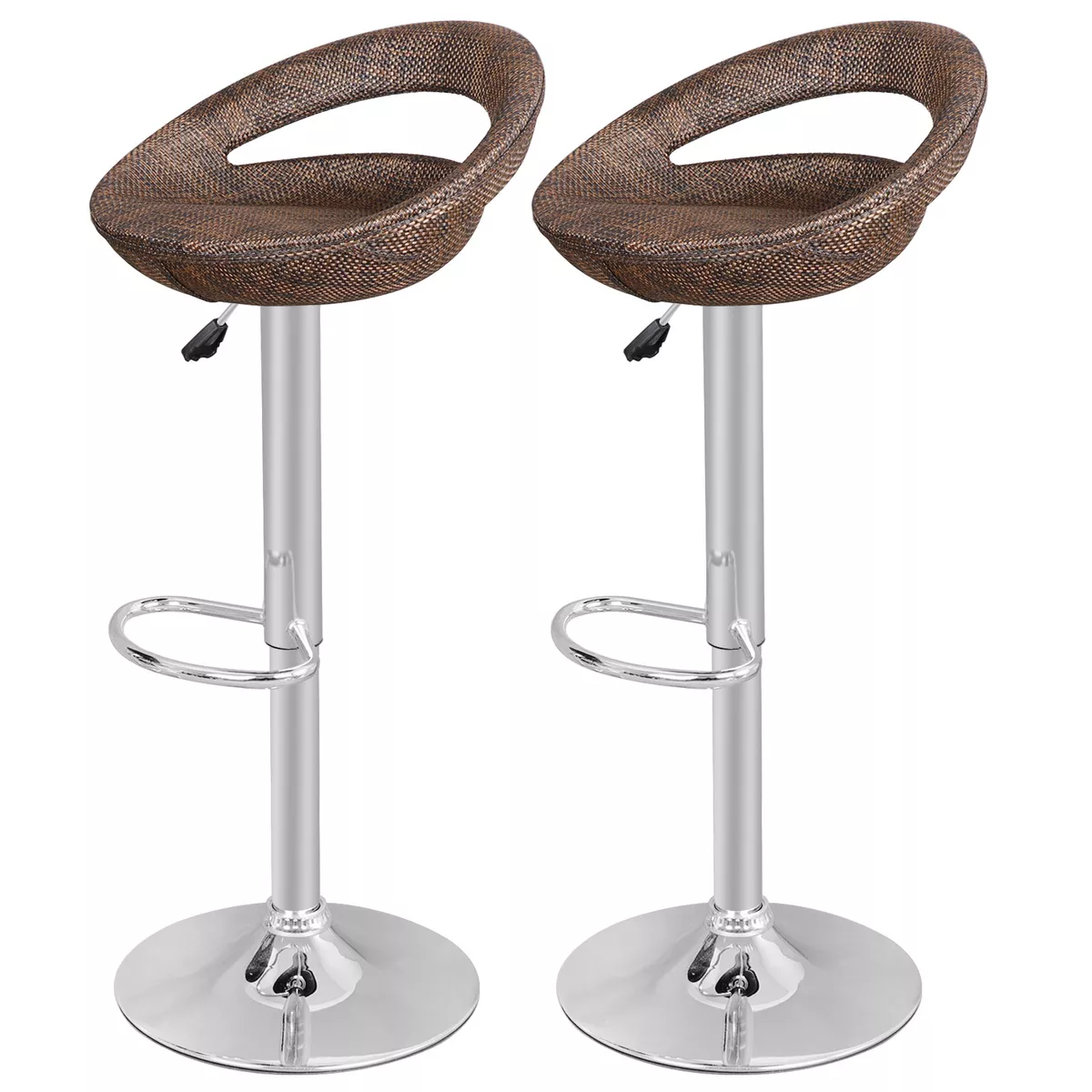 2 pack Wicker Bar Stools Swivel Adjustable Height Outdoor Bistro