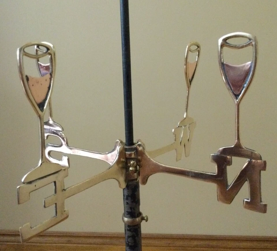 Good Directions Polished Copper Wine Glasses NSEW Weathervane Directionals Only - Image 3 of 4
