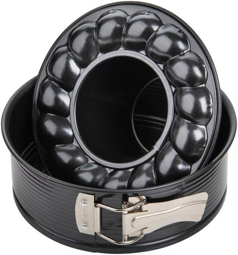 Zenker 6506 Springform With Flat and Tubular Base, Black/Metallic, 7.09"