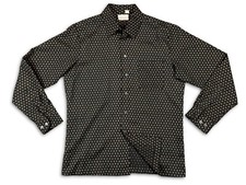 VINTAGE 60S 70S PAISLEY STRETCH NYLON DISCO SHIRT HUGE DAGGER COLLAR D'AVILA L