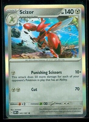 Pokemon SCIZOR 141/197 Obsidian Flames RARE HOLO - - MINT | eBay Pokemon SCIZOR 141/197 Obsidian Flames RARE HOLO - - MINT | eBay