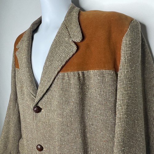 Vintage 50's Berkray Brown Donegal Tweed Heek Suede Western Sport Coat Size 42 - Bild 6 von 13