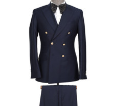 Luxury Handmade designer celebrity blazer , double breasted two piece navy blue