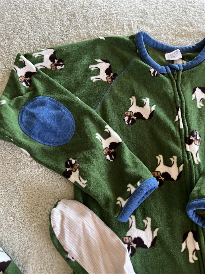 Pijama Lands End Boys verde St Bernard Dogs azul codos polar manga larga 12 Foto 3 de 4