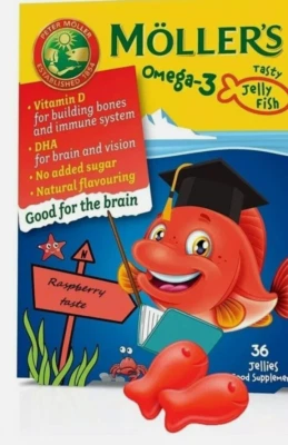 MOLLER'S Mollers Moller’s Omega-3 Jelly Fish Raspberry Flavour Brain Immune for kids