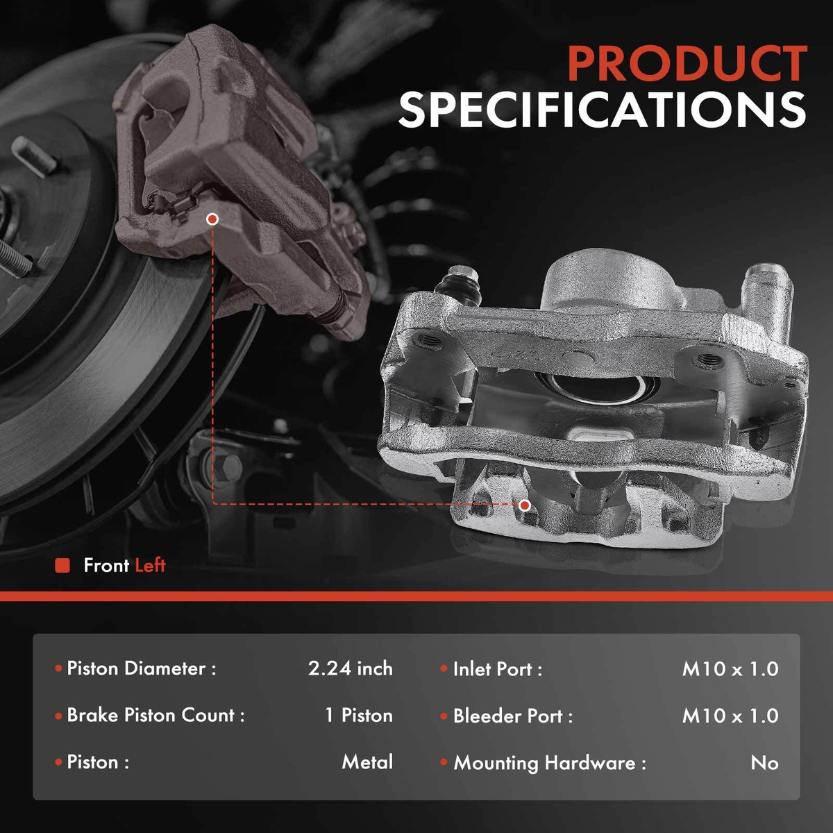 Brake Caliper w/Bracket Front Left for Dodge Raider Ram 50